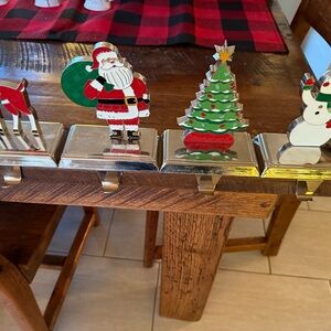 Festive Holiday Stocking Holders Set - Santa, Tree, Snowman and Reindeer